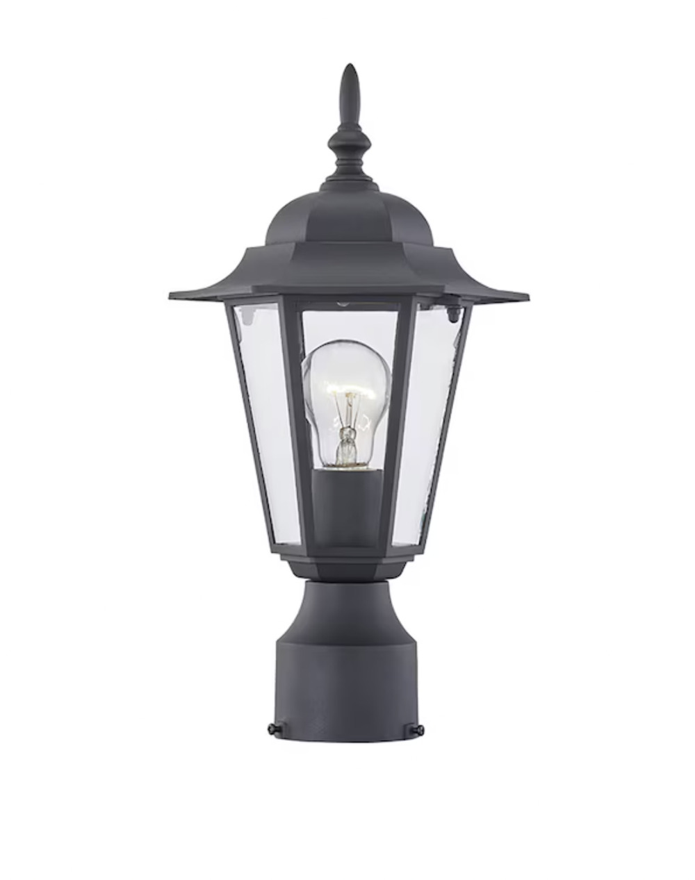 15" Black Outdoor Lamp Post Light Pole Lantern Modern Exterior Garden Driveway